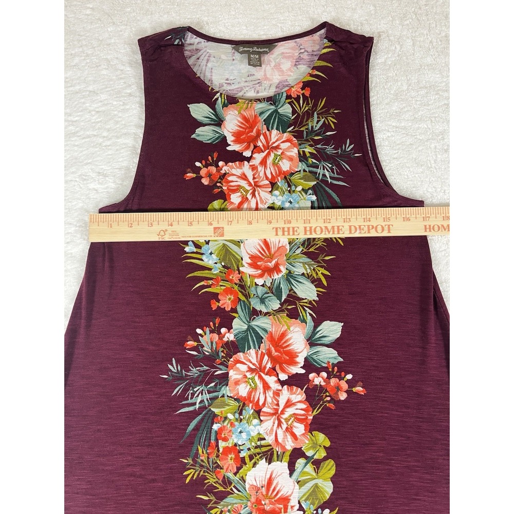 Tommy Bahama Dark Red Floral Print‎ Midi Dress Sz Medium Colorful Tropical - Picture 9 of 12
